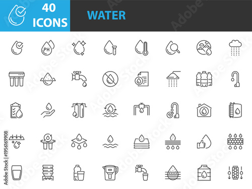 set of water icons, water clean, water purifier