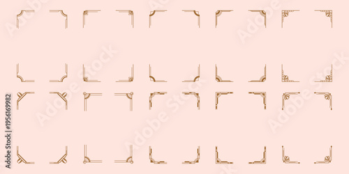 set of linear Art Deco ornament frames