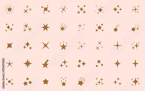 set of sparkle icons, star, blink, glow