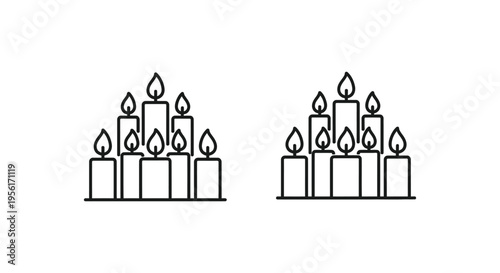Set of 14 Outline Candles Vector Icons
