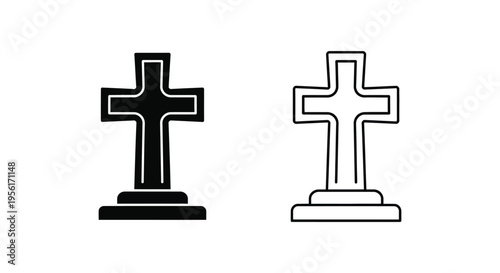 Tombstone Cross Icon Set Vector Illustration
