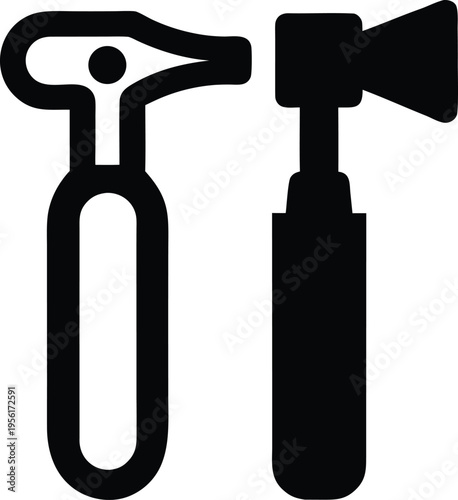 a otoscope with speculum and handle the entire image silhouette vector illustration on transparent background