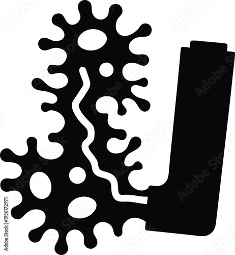 a inhaler with mouthpiece and canister the entire image silhouette vector illustration on transparent background