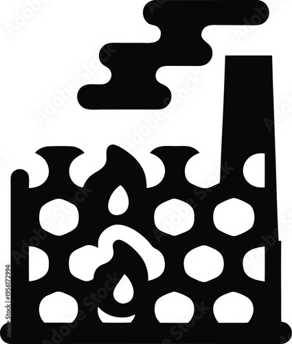 a incinerator with smokestack and flame symbol the entire image silhouette vector illustration on transparent background