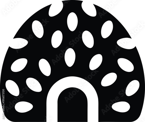 a hedgehog house with arched doorway the entire image silhouette vector illustration on transparent background