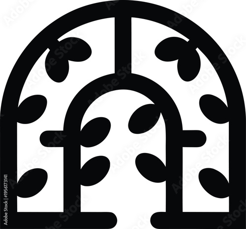 a greenhouse with arched roof and vents the entire image silhouette vector illustration on transparent background