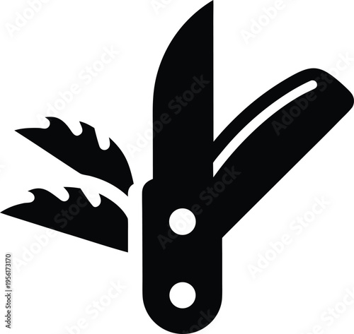 a grafting knife with thin pointed blade the entire image silhouette vector illustration on transparent background