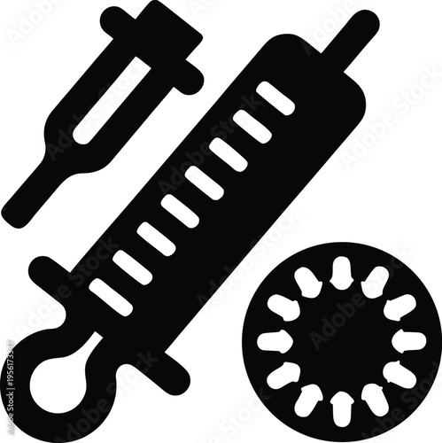 a gas syringe with plunger and scale the entire image silhouette vector illustration on transparent background