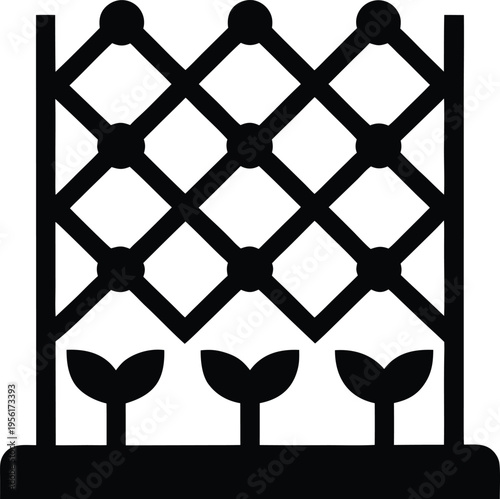 a garden trellis with diamond pattern the entire image silhouette vector illustration on transparent background