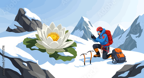 Mountaineer Discovers Rare Snow Lotus Flower.
