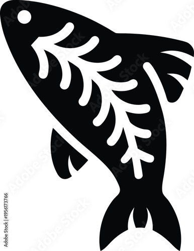 a fish silhouette trout style with fin lines the entire image silhouette vector illustration on transparent background