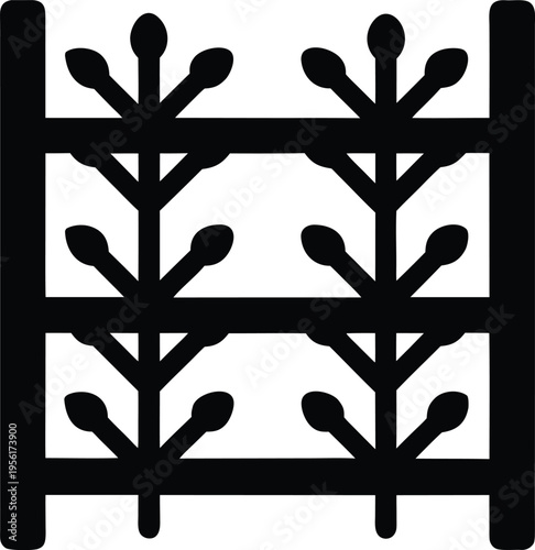 a espalier tree with horizontal branches the entire image silhouette vector illustration on transparent background