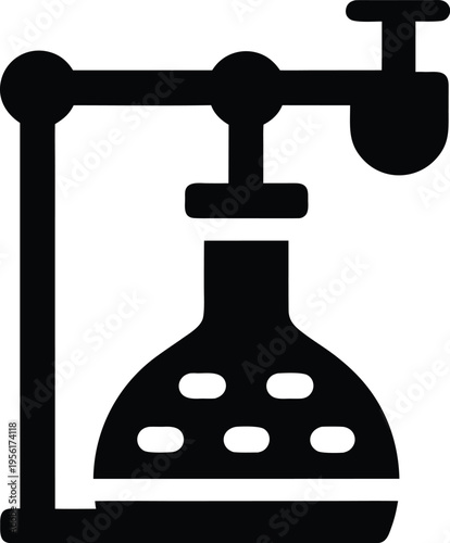 a distillation flask with still head the entire image silhouette vector illustration on transparent background