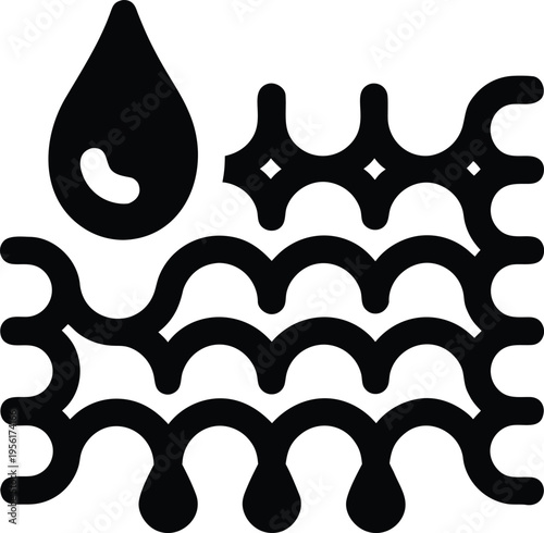 a desalination symbol with wave and drop the entire image silhouette vector illustration on transparent background