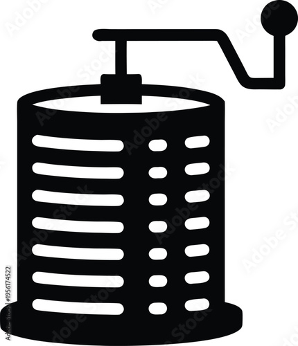 a barograph drum with stylus arm the entire image silhouette vector illustration on transparent background