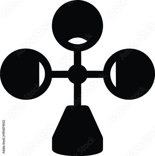 a anemometer cup set three cups on arms the entire image silhouette vector illustration on transparent background