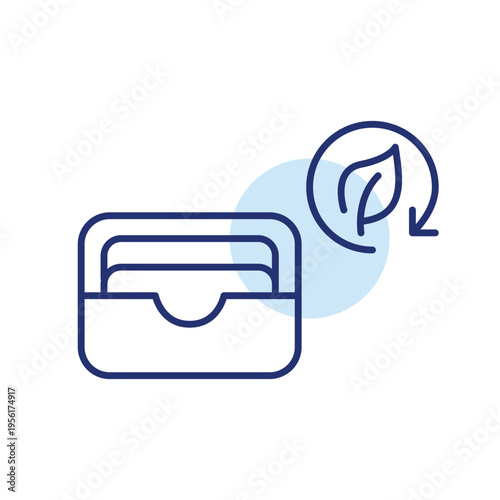 Online card wallet, leaf and renew arrow. Eco finances and environmental friendly banking. Pixel perfect, editable stroke vector icon