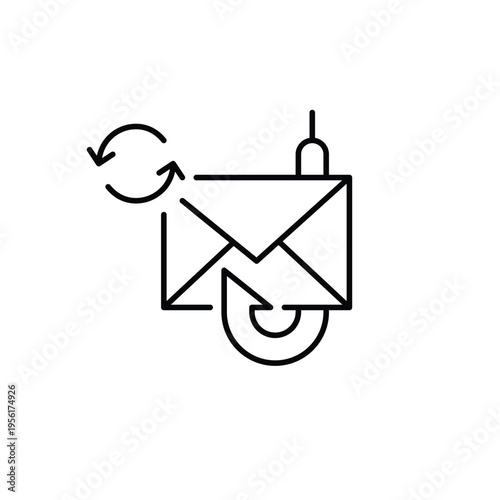 E-mail phishing and renew arrows. Security refresh, scam prevention renewal. Pixel perfect, editable stroke vector icon