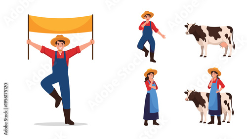 Man in casual white sweater points forward while standing against colorful background circles and empty speech bubble.