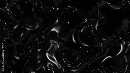 Abstract black oil surface flowing in slow motion with glossy reflections, symbolizing black gold, energy supply issues, and global oil crisis. Animation.
