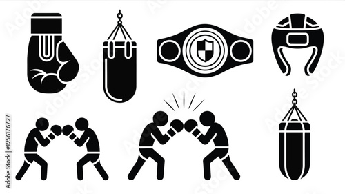 Boxing Gloves, Bags, Belt, Headgear, and Fighters