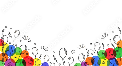 Vibrant floral border design with colorful flowers and black line art