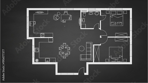 A detailed floor plan illustration shows a modern home's interior layout