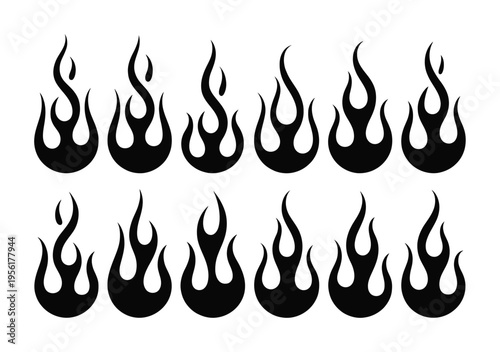 Collection of Black Flame on White Background