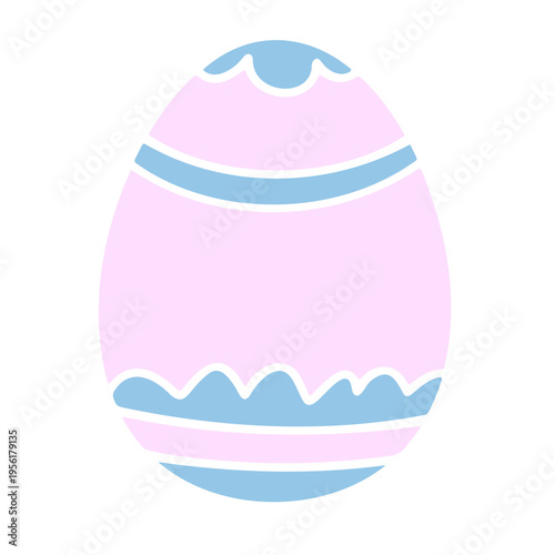 A minimalist Easter egg illustration in pastel pink and blue hues with a simple design