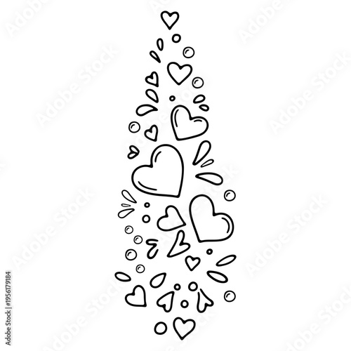 A minimalist vector graphic illustration of a heart design with various heart shapes and sizes