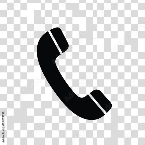 Telephone icon: A minimalist black telephone handset silhouette against a neutral backdrop, communicating simplicity and clarity, symbolizing direct and immediate connection.
