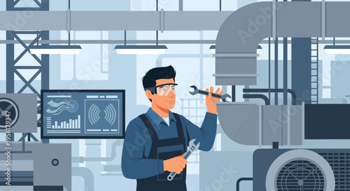 Skilled technician performing maintenance on industrial equipment.