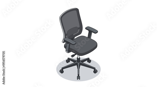 Modern ergonomic office chair with wheels and adjustable height, designed for comfort and productivity in a workspace