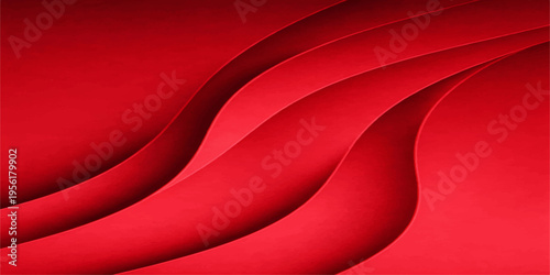 Red abstract silk background with smooth satin fabric texture and soft luxury waves for a romantic textile backdrop design