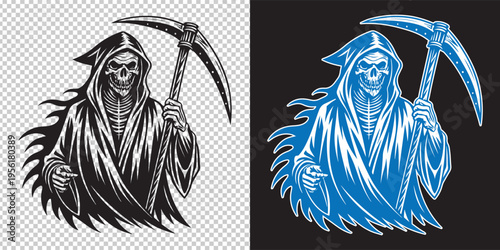 grim reaper death symbol with scythe vector illustration flat design