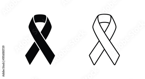 Black and White Awareness Ribbon Vector Icons