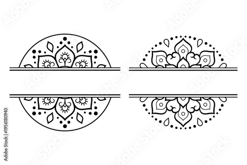 Set of frame in eastern tradition. Stylized with henna tattoos decorative pattern for decorating covers for book, notebook, casket, magazine, postcard and folder. Flower border in mehndi style.
