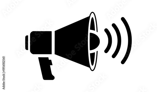 Megaphone announcement symbol with sound waves silhouette vector illustration