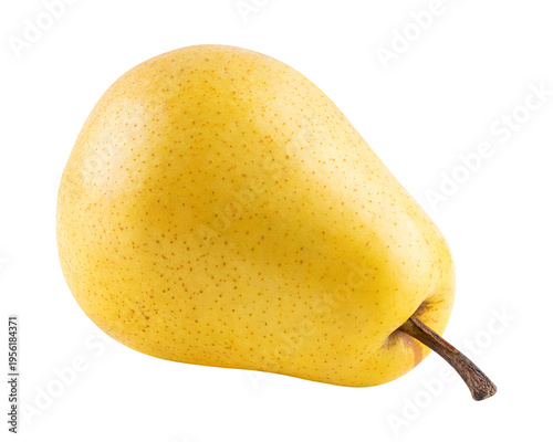 One yellow ripe pears isolated on transparent background