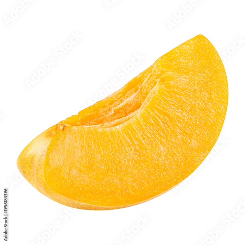 One slice of apricot isolated on transparent background