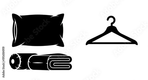 Essential Comforts - Pillow, Blanket, and Hanger for Home Organization.