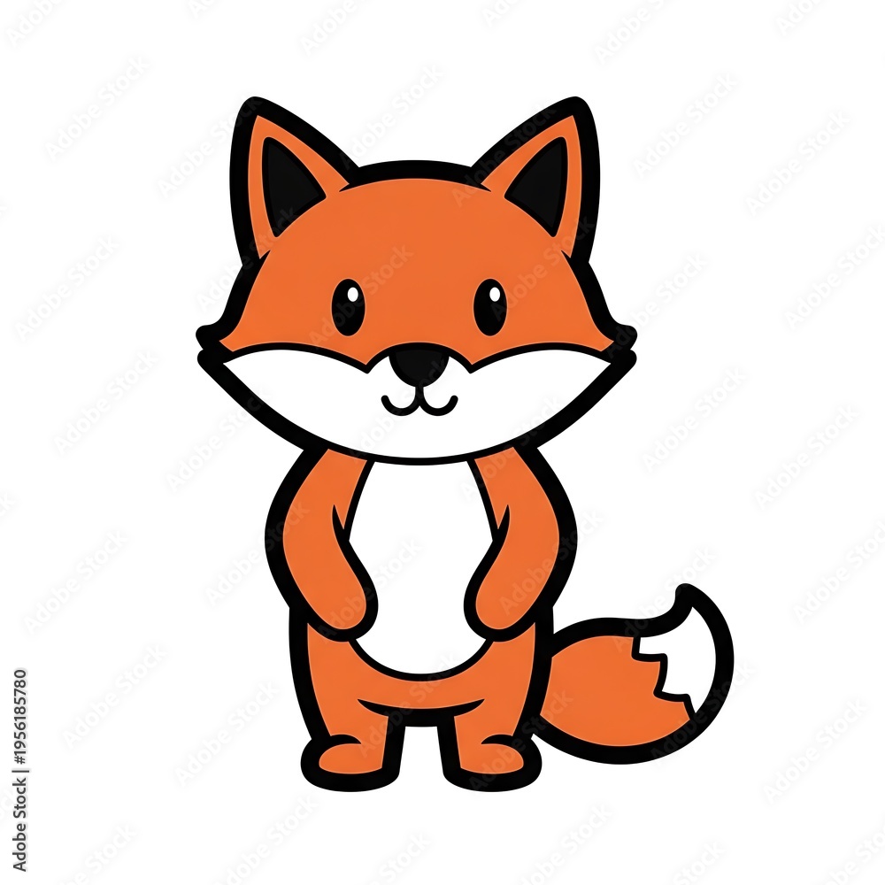 Obraz premium Cartoon orange fox character standing.