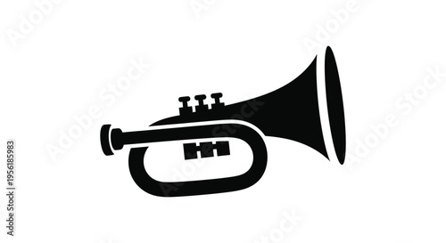 Black Trumpet Musical Instrument Vector Icon