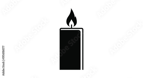 Single Black Candle Flame Vector Icon