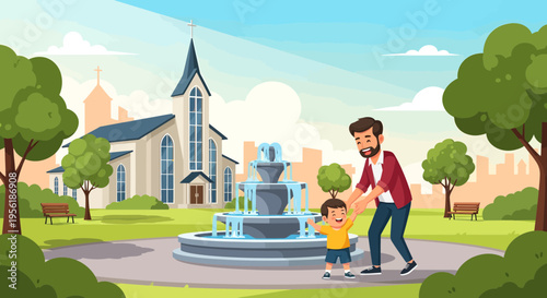 Father and son enjoying a day at the park.