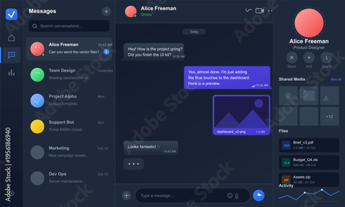 Modern Dark Mode Messaging Application