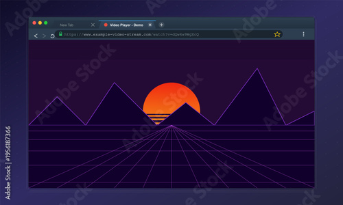 Web Browser Video Player Synthwave Style