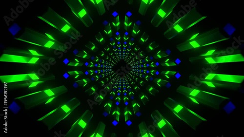 Wallpaper Mural Deep Blue and Green Neon Columns Tunnel Background VJ Loop in 4K Torontodigital.ca