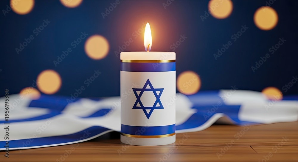 Fototapeta premium Remembrance day candle honoring holocaust victims and israeli heroes