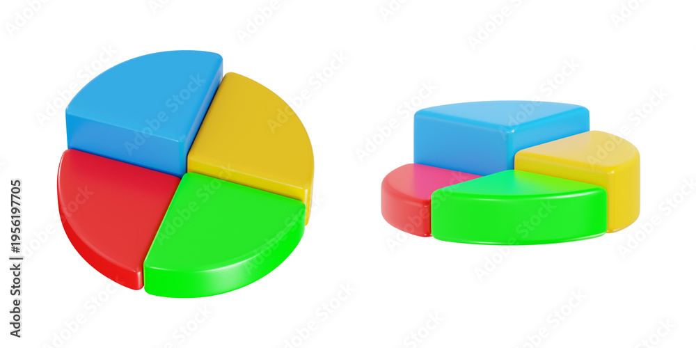 Obraz premium 3D Render of a Colorful Pie Chart for Data Analytics